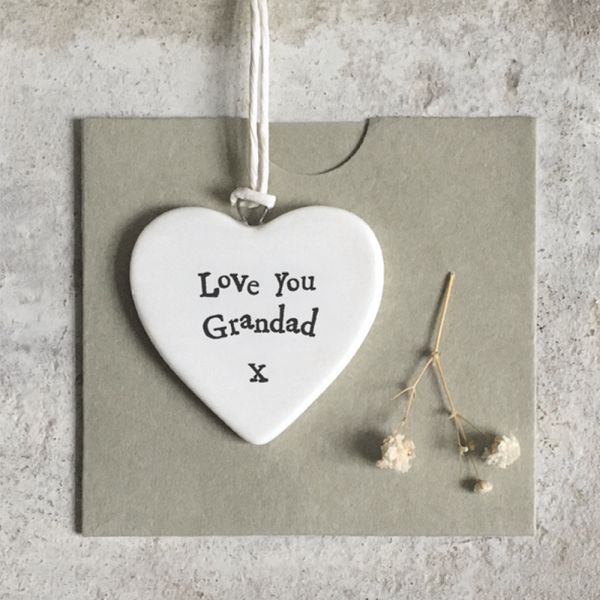 Love You Grandad - Small Hanging Porcelain Heart
